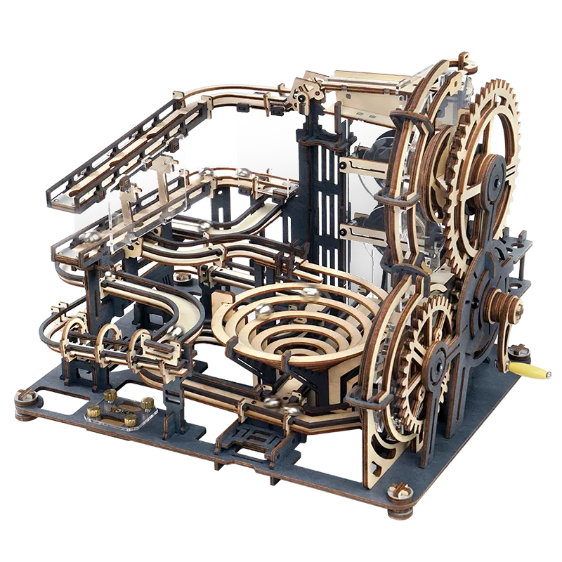 Robotime Rokr Marble Run Set 5 Kinds 3D Wooden Puzzle DIY Model Building Block Kits Assembly Toy Gift for Teens Adult Night City